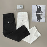 Back Pocket Capri Three Quarter Span Slit Cotton Pants