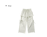 Kaze Nylon Pocket Wide Frill Skirt Pants