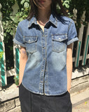 Curb side pocket washed denim shirt