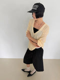 LINEN DEEP V-NECK KNIT