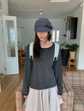 [BAONHAUS] Felts Stripe Henley Neck Long Sleeve Tee