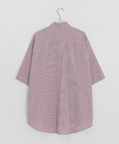 [unisex] Dillon Seersucker Check Over Short Sleeve Shirt