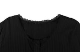 Ash Lace Waist Ribbon Strap Blouse