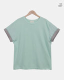 [Unisex] Robon Color Matching Roll-up Short Sleeve T-shirt