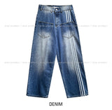 Reverse line wide denim pants