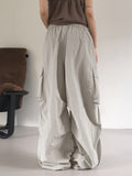 Bakin Nylon Cargo Two-Way Banding Long Wide Jogger Pants