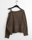 Aribel Unbalance One Off Shoulder Strap Long Sleeve Knit