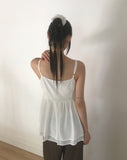 Prim chiffon layered ribbon shirring sleeveless