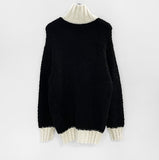 Grang Color Matching Buckle Knit Zip-Up