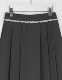 Coendy Banding Lace Pleated Skirt