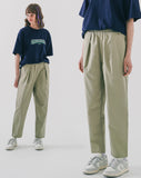 Deep tuck loose fit tapered banding pants