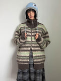 HAIRY STRIPE KNIT ZIP-UP