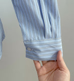 Nancy Stripe Puff Shirt Blouse