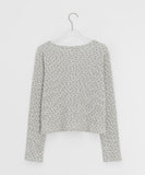 Shuji Flower Waffle Henley Neck Long Sleeve Tee