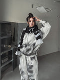 Mety Dirty Damage Semi-Cropped Hooded Zip-Up