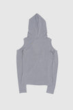 Teen open shoulder shirring hood top