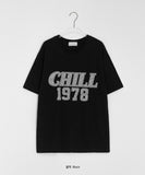 [unisex] Huen Embroidery Print Over Short Sleeve Tee