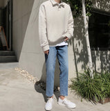 Deep regular denim pants