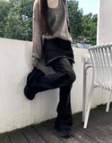 Kirit Pocket Bootcut Washed Denim Skirt Pants