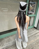 [SET] Binbeul Check Bandana Strap Layered Sleeveless One Piece