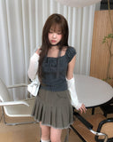 Monut Fringe Pleated Denim Skirt