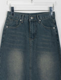 Courony Washing Denim Long Skirt