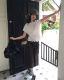 Yukil Carpenter Stitch Three-Quarter Bermuda Denim Pants