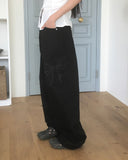 Noyal Ribbon Punching Stitch Wide Pants
