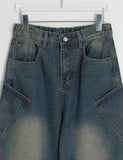 [unisex] Viewo Curved Denim Cargo Wide Pants