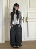 Oran Raw Red Patch Wide Denim Pants