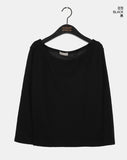 Wali Bokashi Boat Neck Off-Shoulder Long Sleeve Knit