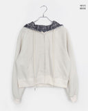 Mechi check color matching long sleeve hood zip-up