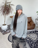 Lock embroidery hooded long sleeve
