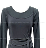 Kuri Color Matching Strap Layered Bustier Long Sleeve Set