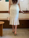 Deloe Wrinkle Unbalance Slit Long Skirt