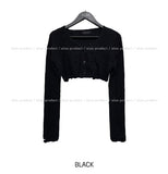 Damage Crop V-neck Cardigan
