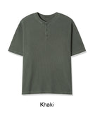 Elo waffle pigment henley neck short sleeve tee