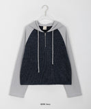 [BAONHAUS] Sanders color matching hood half zip-up knit