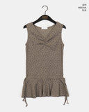 Nuden Flower Pattern Shirring Layered Sleeveless