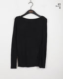 rohill button slit ribbed see-through long-sleeved knitwear
