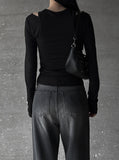 Strap Grayish Denim Pants