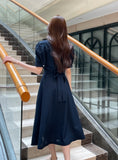 Bellian Shirt Puff Flare Long One Piece