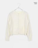 Burm Big Bean Button Round Neck Long Sleeve Knit Cardigan