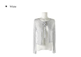 Vike Flower See-Through Long Sleeve Ribbon Cardigan