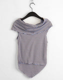 Seby Stripe Diagonal Off-Shoulder T-Shirt