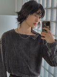 Tony snap stripe fur knitwear