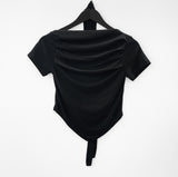Elo scarf shirring short sleeve t-shirt