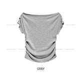Bondi Drape Pintuck Off-Shoulder Short Sleeve