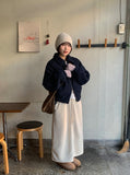Kanidi Banding Fleece Check Pocket Long Skirt