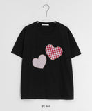 Donteco Heart Check Patch Short Sleeve T-shirt